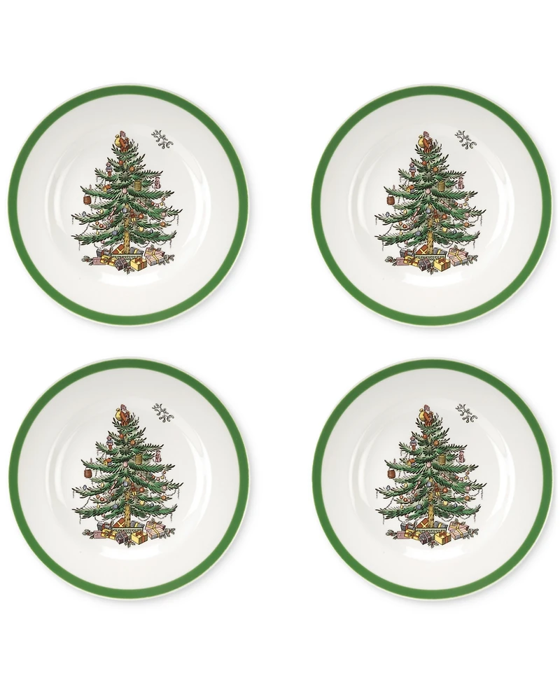 Spode Christmas Tree Bread & Butter Plates, Set of 4