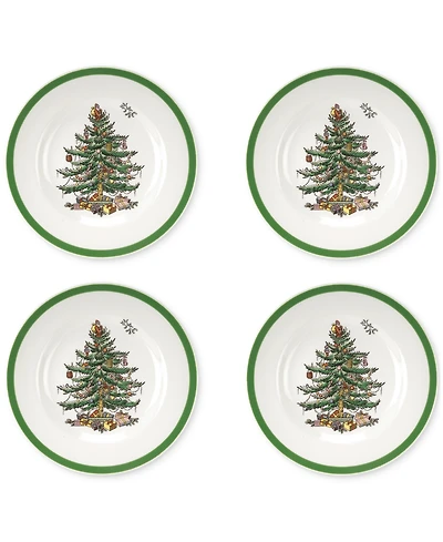 Spode Christmas Tree Bread & Butter Plates, Set of 4
