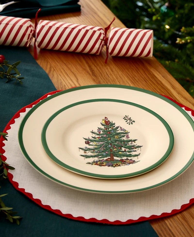 Spode Christmas Tree Bread & Butter Plates, Set of 4