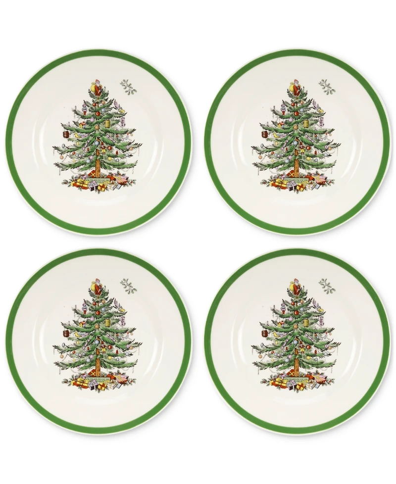 Spode Christmas Tree Salad Plates, Set of 4