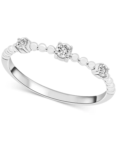 Diamond Beaded Narrow Stack Band (1/10 ct. t.w.) 10k Gold or White Gold, Created for Macy's