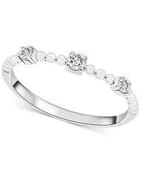 Diamond Beaded Narrow Stack Band (1/10 ct. t.w.) 10k Gold or White Gold, Created for Macy's