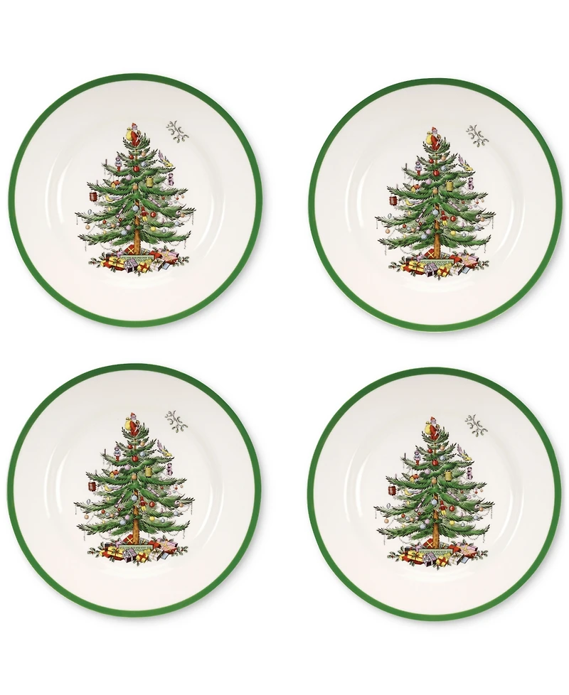 Spode Christmas Tree Dinner Plates, Set of 4