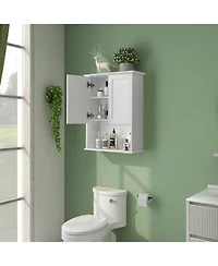 Vanirror 23x29" Bathroom Wall Cabinet with Mirror Doors - Wooden Medicine Cabinet with Adjustable Shelves & Paper Towel Slot