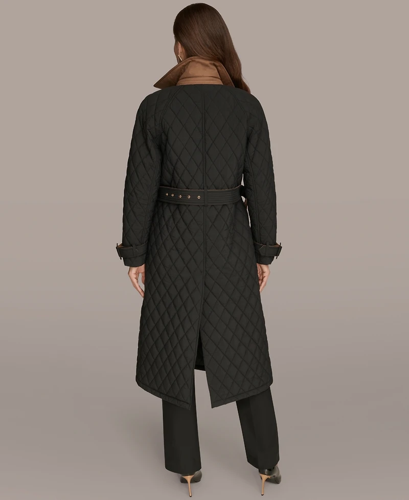 Donna Karan New York Women's Belted Maxi Quilted Coat