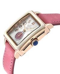 GV2 by Gevril Women's Bari Diva Rose Pink Leather Strap Watch, 34mm