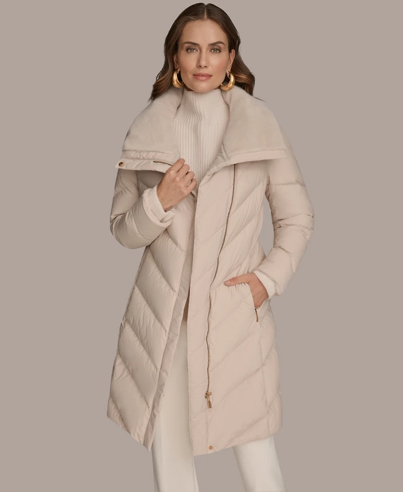 Donna Karan New York Women's Stretch Zip Closure Coat