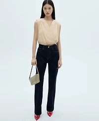 Mango Women's Gathered Details Cotton Blouse