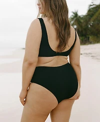 Mango Women's High-Waisted Towel-Effect Bikini Bottom