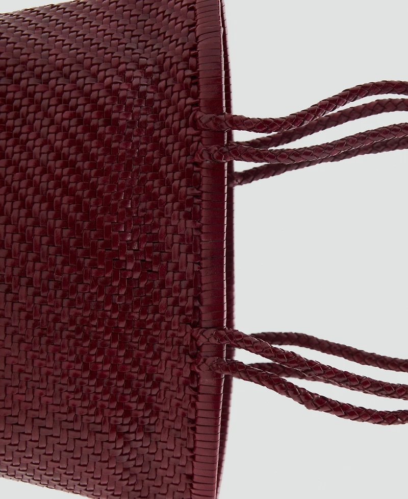 Mango Women's Braided Leather Shoulder Bag