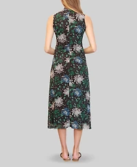 Almost Famous Juniors' Printed-Mesh Sleeveless Mock-Neck Dress
