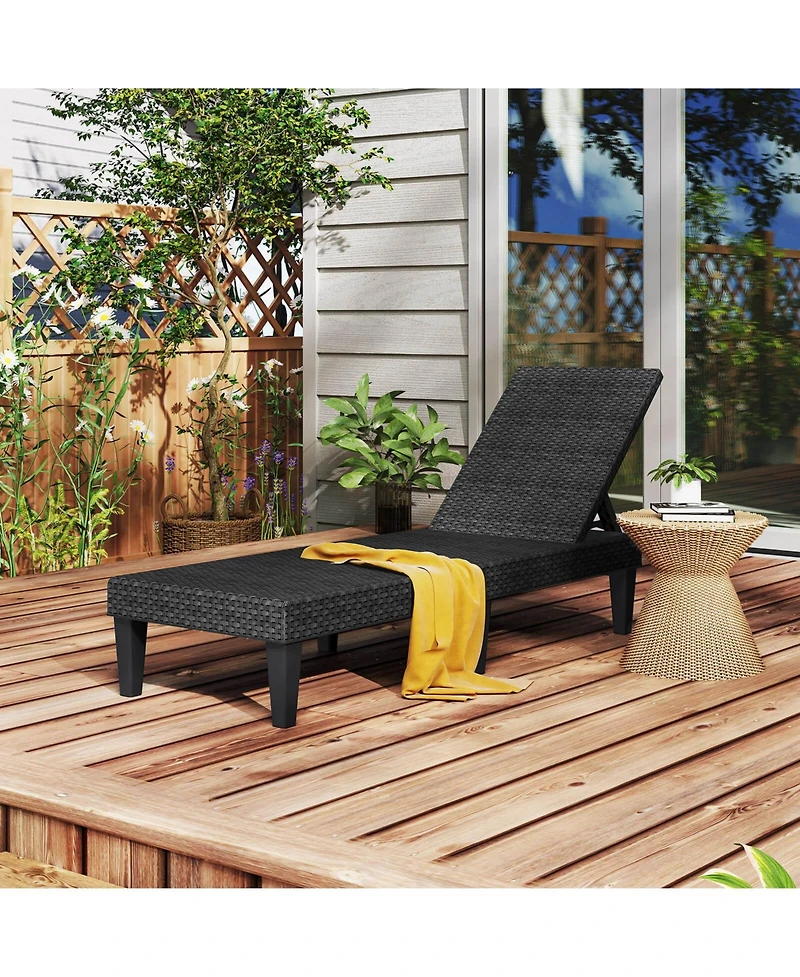 Costway Outdoor Chaise Lounger Chair 3-Position Reclining with Waterproof Rattan
