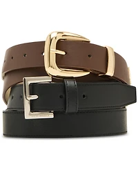 Steve Madden 1.18" Faux-Leather Belts, Set of 2
