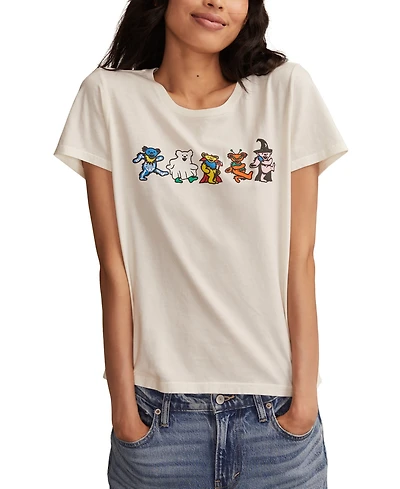 Lucky Brand Women's Grateful Dead Costume Bears Crewneck T-Shirt