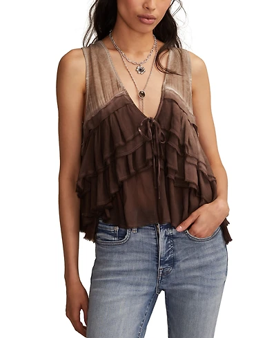 Lucky Brand Women's Ruffle Flyaway V-Neck Tank Top