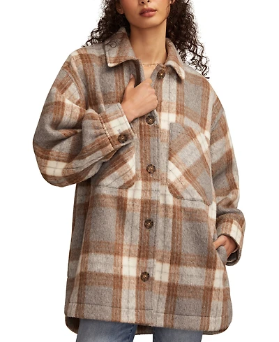 Lucky Brand Women's Oversized Plaid Shirt Jacket