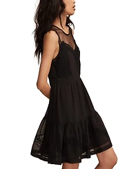 Lucky Brand Women's Mesh Tiered Crewneck Mini Dress