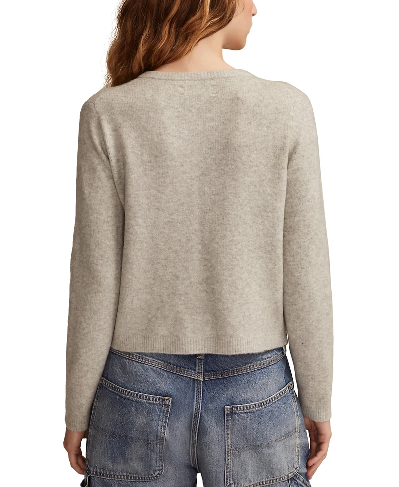 Lucky Brand Women's Cloud Soft Embroidered Crewneck Cardigan