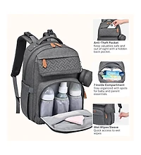 BabbleRoo Kids Diaper Bag Backpack Versatile Travel Mummy with Changing Pad & Accessories, Light Gray