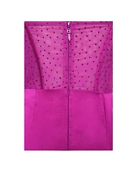 Miss Circle Women Holly Fuchsia Crystallized Corset High Slit Satin Gown