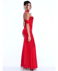 Miss Circle Women Ivona Halter Neck Double Duchess Satin Gown