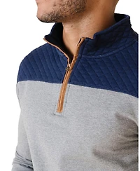 Hope & Henry Men's Organic French Terry Half Zip Pullover with Quilted Yoke