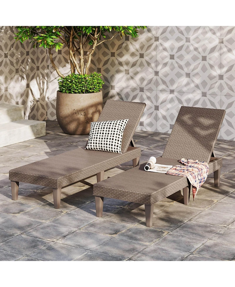 Outdoor Chaise Lounger Chair 3-Position Reclining Chair with Waterproof Rattan