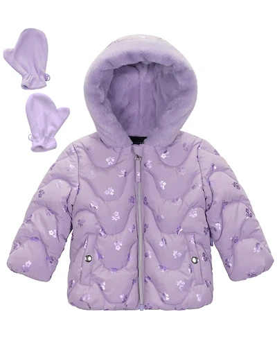 S Rothschild & Co Baby Girls 2-Piece Print Wave Jacket and Mittens Set