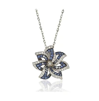 Suzy Levian Sterling Silver Sapphire & Created White Sapphire Petite Flower Pendant