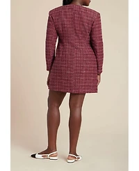 Eloquii Women's Plus Tweed Long Sleeve Mini Dress