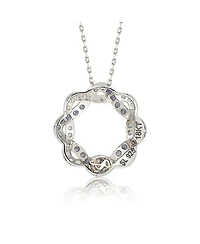 Suzy Levian New York Sterling Silver Sapphire & Created White Whimsical Circle Pendant