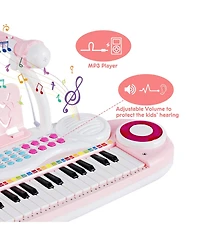 Akiudex Kids 37 Key Electronic Keyboard Piano with Microphone and Stool
