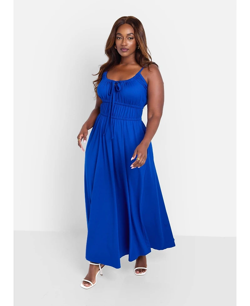 Rebdolls Women's Peasant Top Blue Maxi Skater Dress for Women