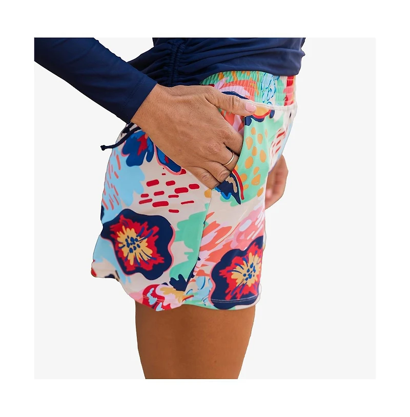 Calypsa Women's Plus Size Classic Fit Swim Shorts With Panty