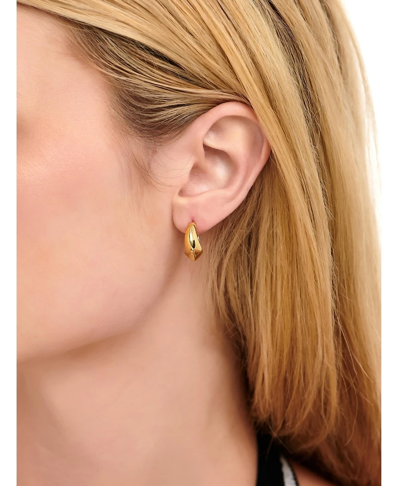 Devata Beveled Curve Hoop Earrings in Gold Plated Sterling Silver