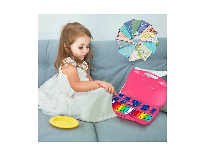 Akiudex 25-Note Portable Xylophone with Rainbow Keys and Carrying Case