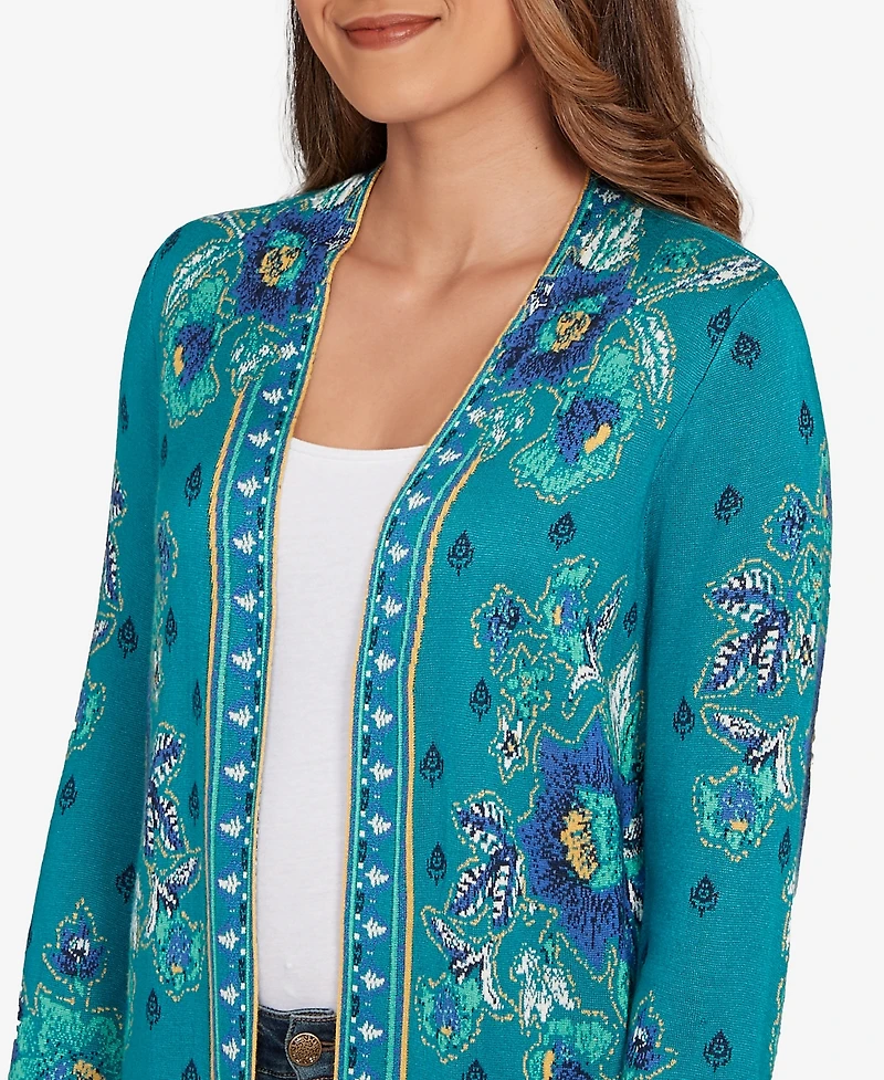Ruby Rd. Petite Floral Open Front Cardigan Sweater