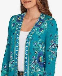 Ruby Rd. Petite Floral Open Front Cardigan Sweater