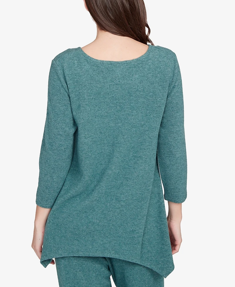 Ruby Rd. Petite Solid Spliced Cozy Knit Top