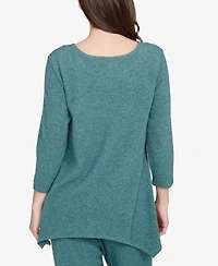 Ruby Rd. Petite Solid Spliced Cozy Knit Top