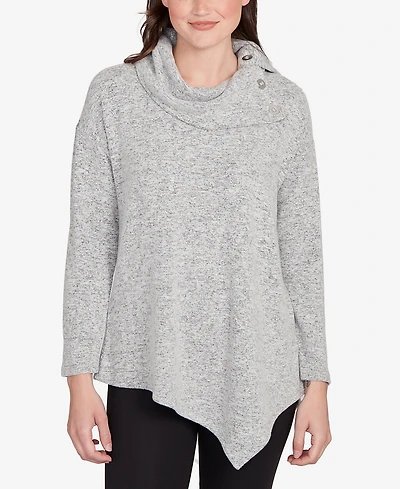 Ruby Rd. Petite Heather Cozy Knit Split Cowl Top