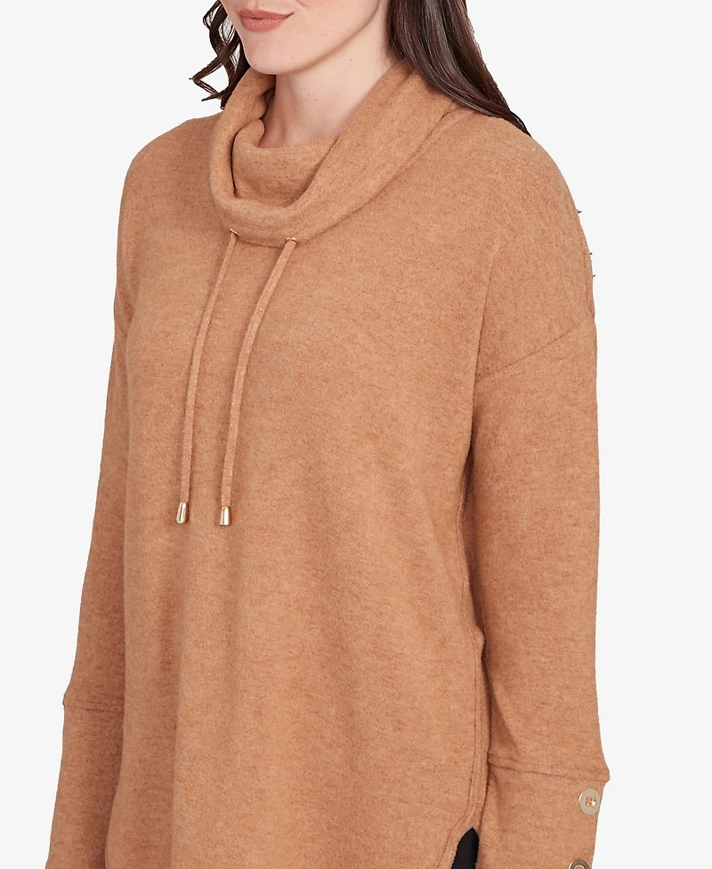 Ruby Rd. Petite Cozy Cowl Neck Drawstring Top