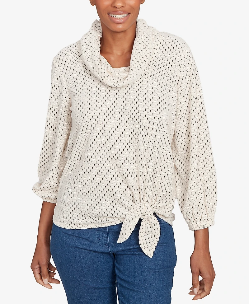 Ruby Rd. Petite Honeycomb Chenille Cowl Neck Top