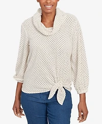 Ruby Rd. Petite Honeycomb Chenille Cowl Neck Top