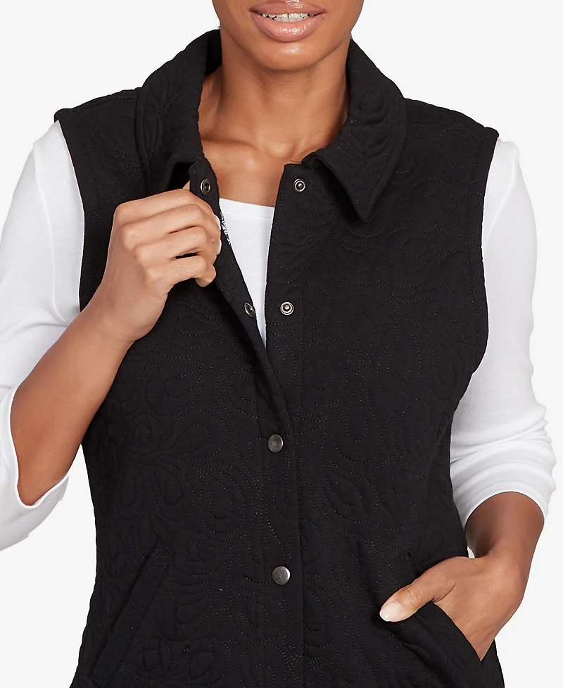 Ruby Rd. Petite Quilted Terry Inner Beauty Vest Jacket