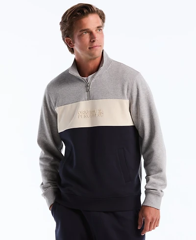 Original Penguin Men's Color-Blocked Fleece Zip Pull On Sweatshirt