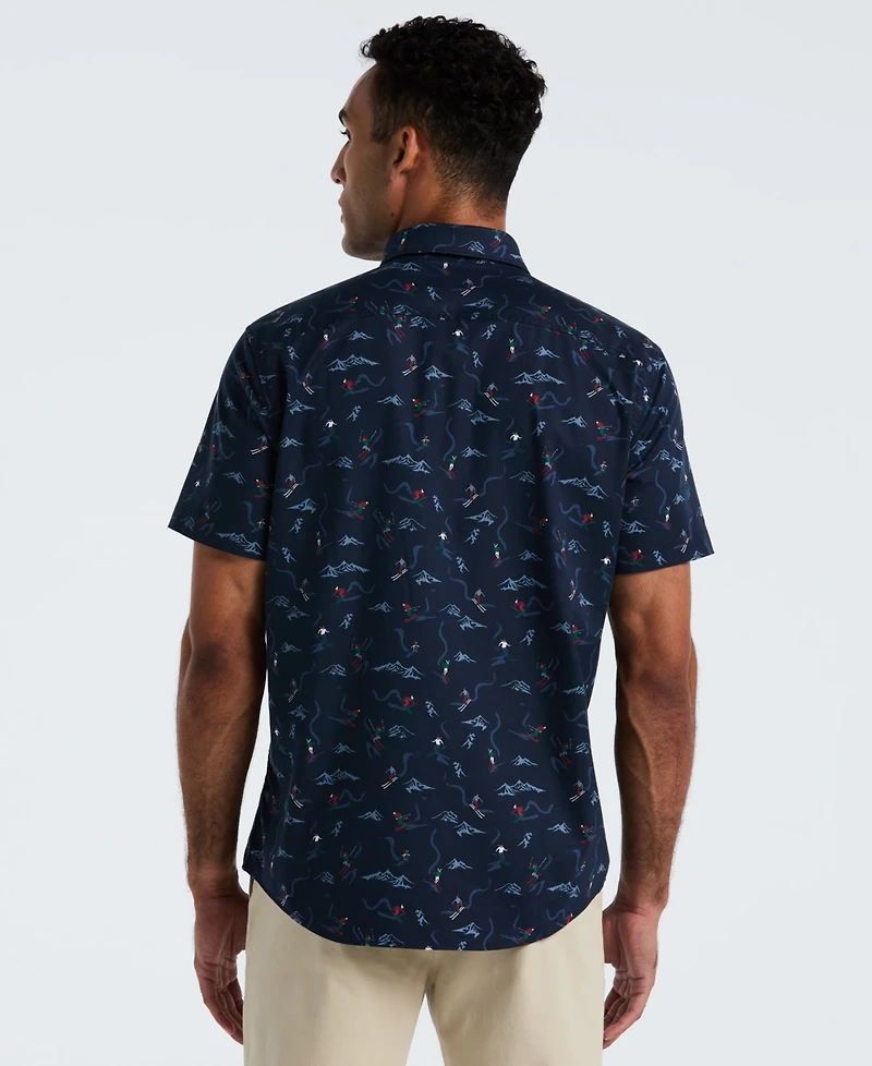 Original Penguin Men's Short Sleeve All-Over Print Skiers Shirt