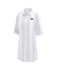 Tommy Bahama Women's Khaki/White San Francisco 49ers Rugby Beach Stripe Button-Up Tunic