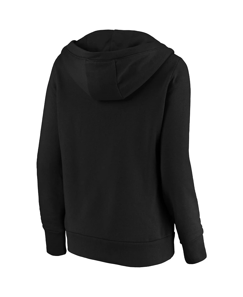Fanatics Women's Black Brooklyn Nets Primary Logo V-Neck Pullover Hoodie