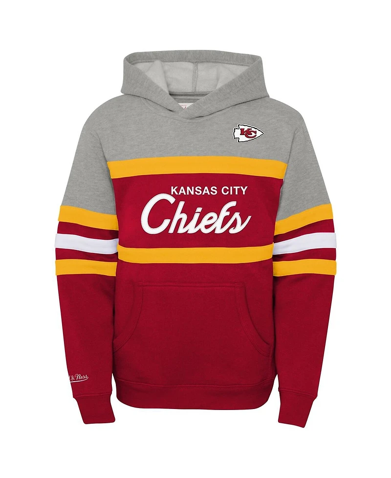 Mitchell & Ness Big Boys and Girls Red Kansas City Chiefs Throwback Head Coach Pullover Hoodie